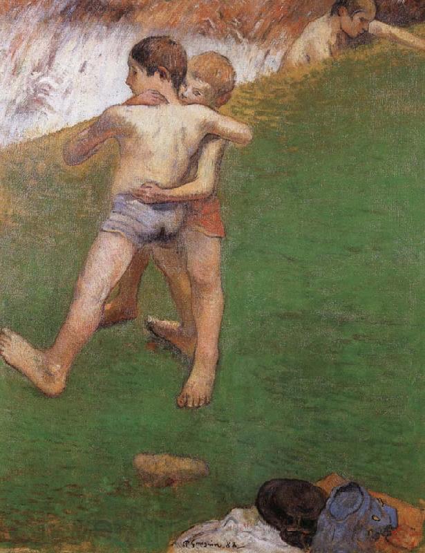 Paul Gauguin chidren wrestling Spain oil painting art
